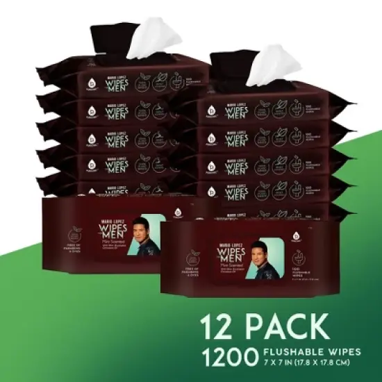Pursonic - 12 Pack of Flushable Mario Lopez Man Wipes (1200 Mint Scented Wipes) image {3}