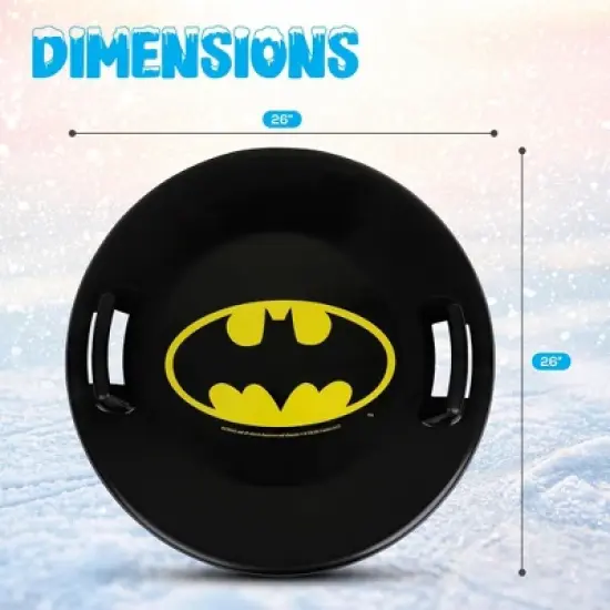 Slippery Racer Downhill Pro Heavy Duty Cold Resistant Batman Adults and Kids Plastic Saucer Disc Snow Sleds with Handles, 20 Pack, Black image {4}
