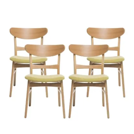 Christopher Knight Home Isador Mid Century Modern Upholstered Rubberwood Dining Chairs (Set of 4) image {10}
