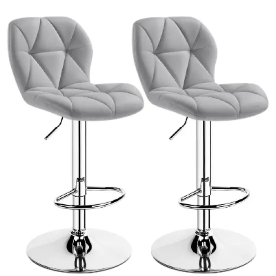 Yaheetech 2pcs Adjustable Modern PU Leather Swivel Bar Stools with Backrest image {12}