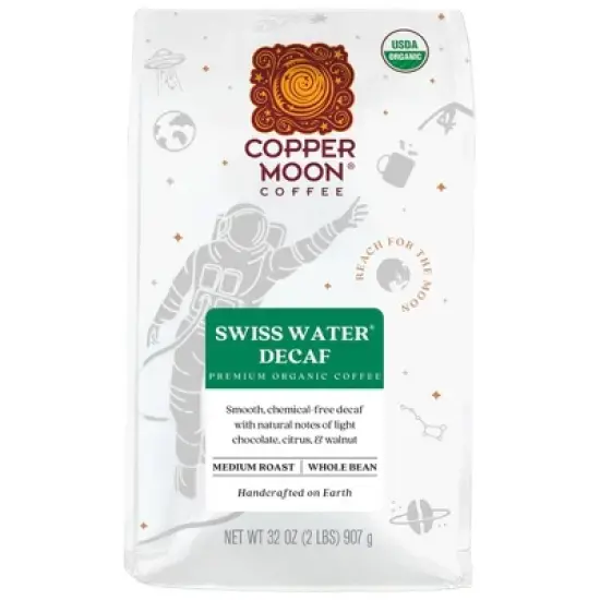 Copper Moon Swiss Water Organic Blend Medium Roast Whole Bean Coffee - Decaf - 2lbs image {7}