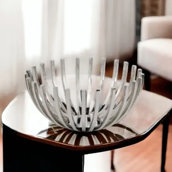 HomeRoots 14" Silver Stainless Steel Decorative Bowl image {1}