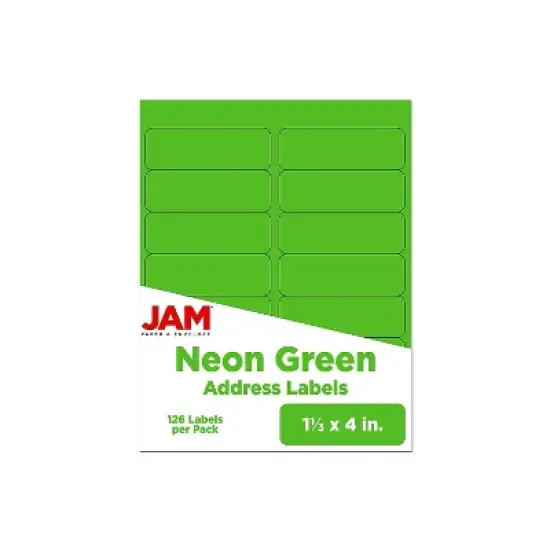 JAM Paper Address Labels 1 1/3" x 4" Neon Green 14 Labels/Sheet 9 Sheets/Pack (359329613) image {5}