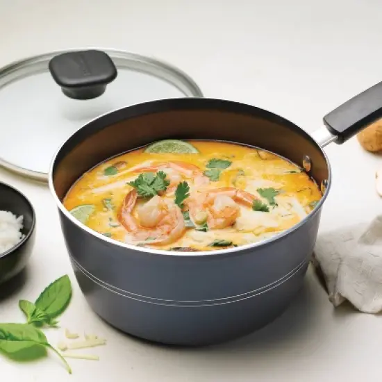 Tramontina 3qt Aluminum Non Stick Covered Sauce Pan - Blue image {5}