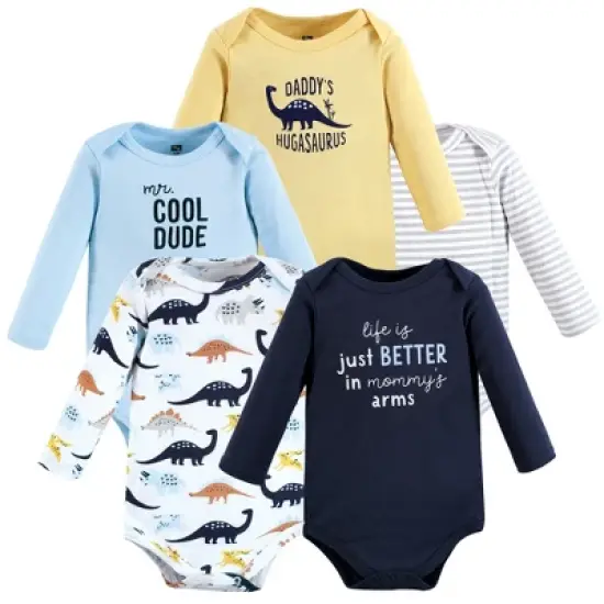 Hudson Baby Infant Boy Cotton Long-Sleeve Bodysuits, Hugasaurus image {7}