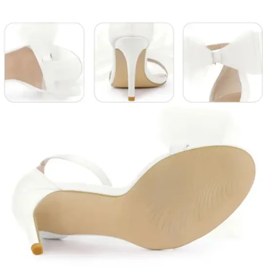 Perphy Women's Open Toe Ankle Strap Bow Tie High Heels Stiletto image {3}