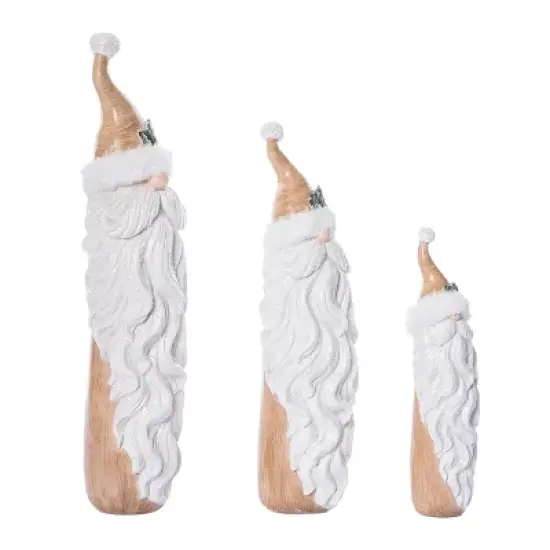 Transpac Set of 3 Resin Santa Statuettes - Festive Christmas Decorative Objects for Holiday Cheer image {1}