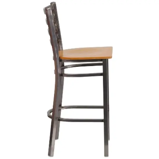 Flash Furniture Clear Coated Ladder Back Metal Restaurant Barstool image {7}
