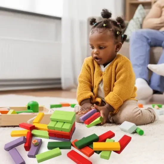 GSE 54-Piece Multi-Color Mini Tumbling Timbers with Dice, Stacking Floor Game Set for Kids (Build to Over 1.5ft) image {5}