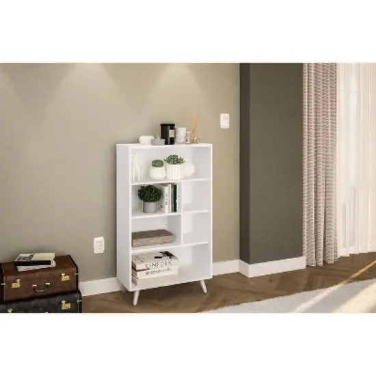 40.75" Sidney 4 Shelf Bookshelf White - Polifurniture image {6}