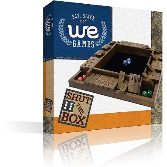 WE Games 4 Player Shut The Box Dice Board Game - Wood - Travel Size, for Family and Adult Game Night Play in Classroom, Home or Bar image {5}