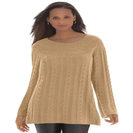Jessica London Women&rsquo;s Plus Size Cable Sweater Tunic image {7}