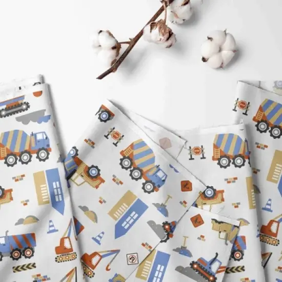 Bacati - Construction Yellow Orange Blue Gray 4 pc Toddler Bedding Set image {5}