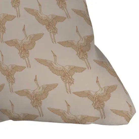 Iveta Abolina Pecan Cranes Cream Outdoor Throw Pillow Brown - Deny Designs image {1}