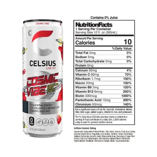 CELSIUS Sparkling Cosmic Vibe Functional Energy Drink - 12 fl oz Can image {2}