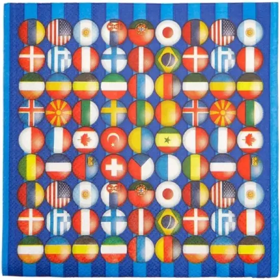 Blue Panda 100 Pack International Flag Disposable Paper Napkins 6.5" Party Supplies image {1}