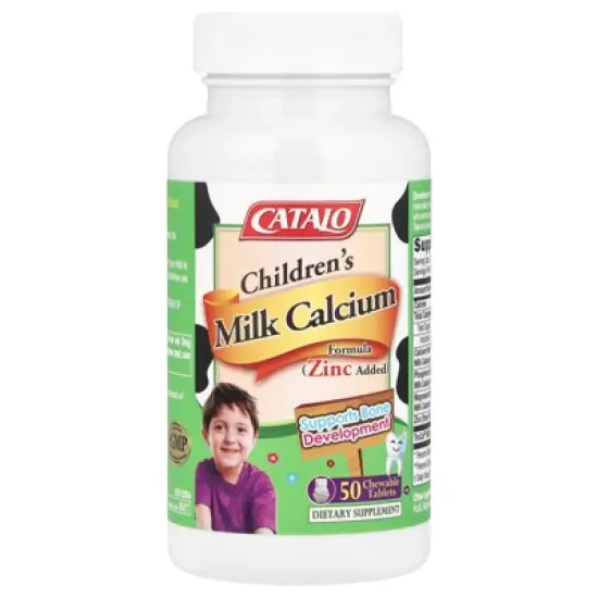 CATALO Children's Milk Calcium Formula (Zinc Added) - Promote Bone Growth and Teeth Development with Milk Calcium and Zinc, 50 Chewable Tablets image {2}
