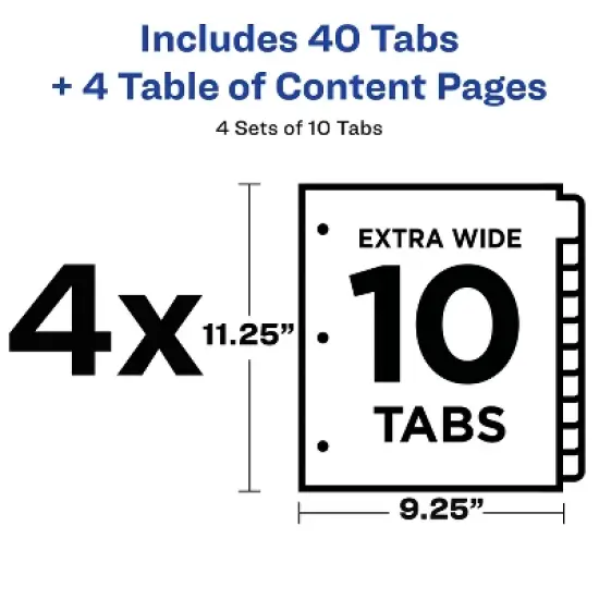 Avery Extra-Wide Dividers, 10 Tabs, Ready Index (4 Sets of 34776) image {2}