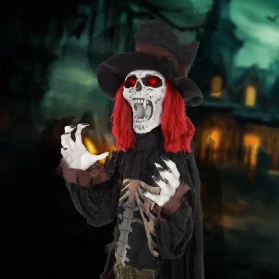 HOMCOM Halloween Animatronic Zombie with Sound & Motion Activated Light Up Eyes & Sound Effects for Haunted House image {5}