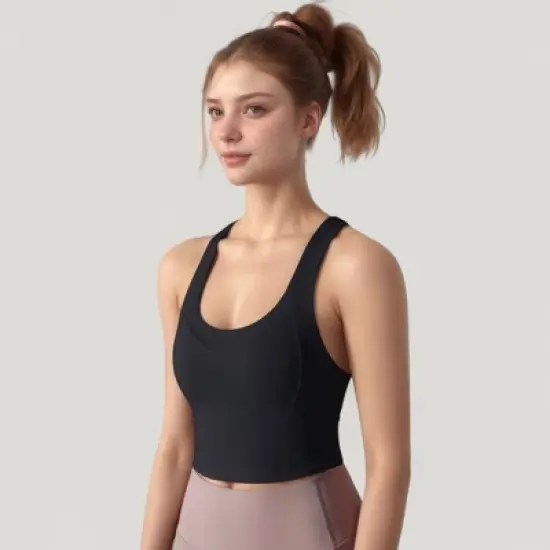 Anna-Kaci Active Women's Athletic Crop Tank Top with Cross Back Straps and Scoop Neckline image {3}