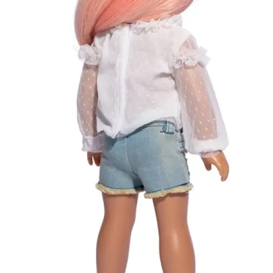 I'M A GIRLY White Blouse with Lace Details Outfit for 18" Fashion Doll image {3}