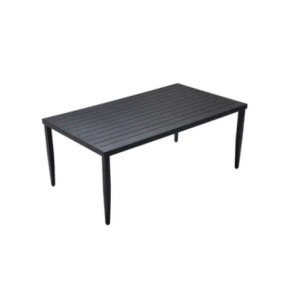 DOMETOUR Outdoor Patio Aluminum 40"x70" Rectangle Dining Table with Tapered Feet & Umbrella Hole, Black image {6}