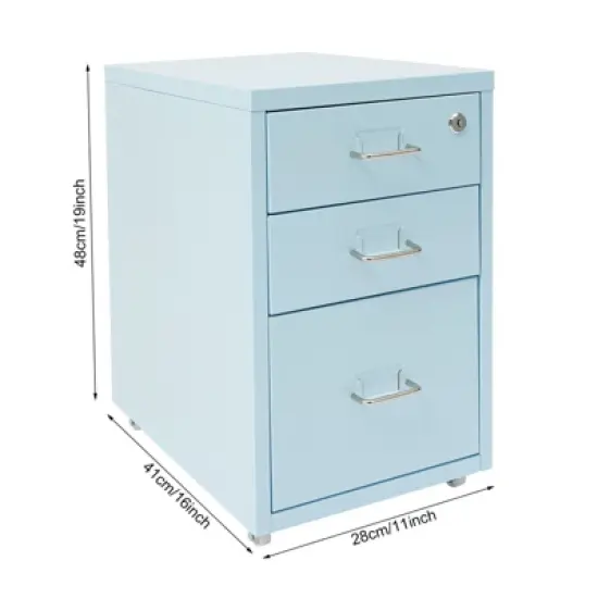 YIYIBYUS 3-Drawer Vertical File Cabinet, Metal Mobile File Cabinet with Lock and Wheels image {1}