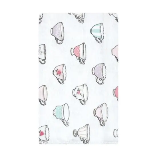 Hudson Baby Infant Girl Cotton Flannel Burp Cloths, Tea Party, One Size image {2}
