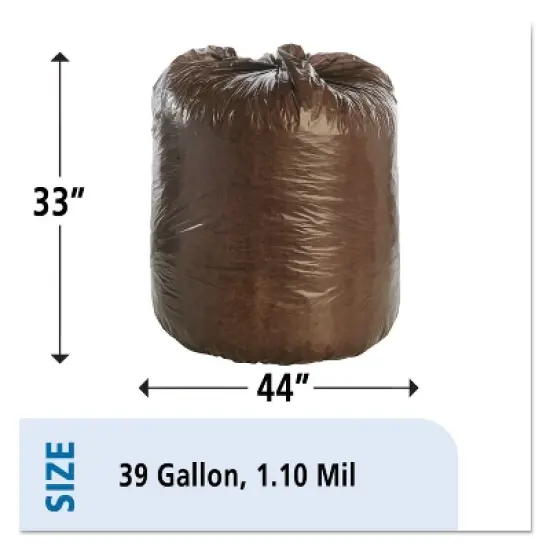 Stout by Envision Controlled Life-Cycle Plastic Trash Bags, 39 gal, 1.1 mil, 33" x 44", Brown, 40/Box image {10}