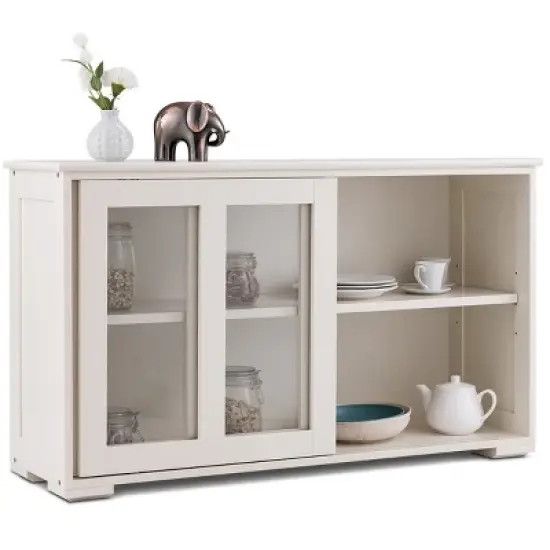 Costway Kitchen Storage Cabinet Sideboard Buffet Cupboard w/ Sliding Door image {10}