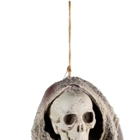 Northlight 36" Prelit Touch Activated Death Reaper Hanging Halloween Decoration - White/Gray image {5}