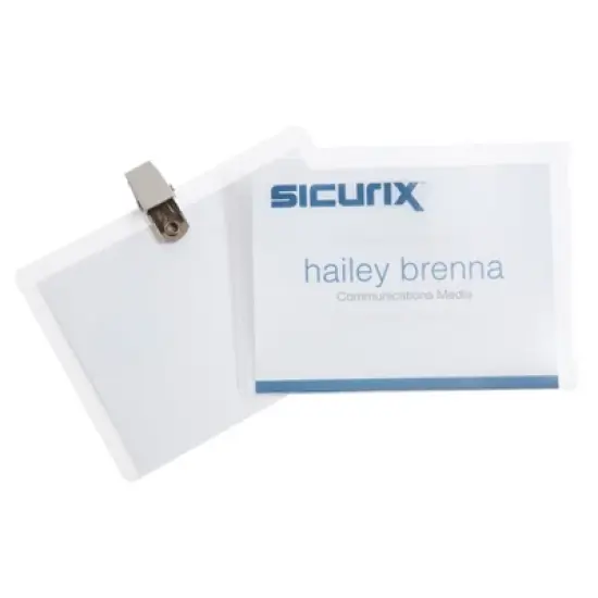 SICURIX Clip Style ID Badge Holder Kit with Printable Inserts, 4" x 3", Pack of 50 image {4}