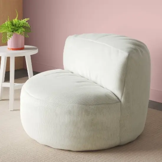 Memory Foam Filled Bean Bag Chair with Corduroy Cover Cream - Room Essentials&trade; image {1}