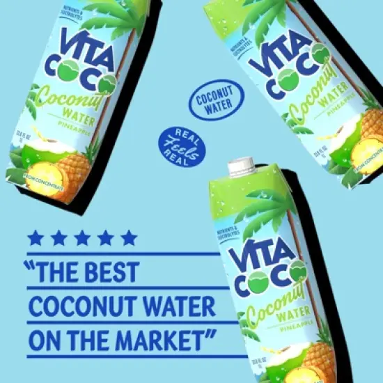 Vita Coco Pineapple Coconut Water - 1 L (33.8 fl oz)Carton image {7}