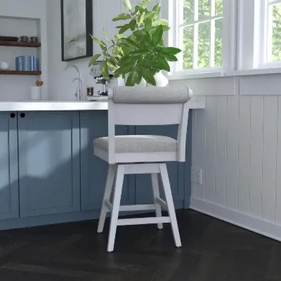 Clarion Wood and Upholstered Counter Height Swivel Stool Sea White - Hillsdale Furniture image {1}