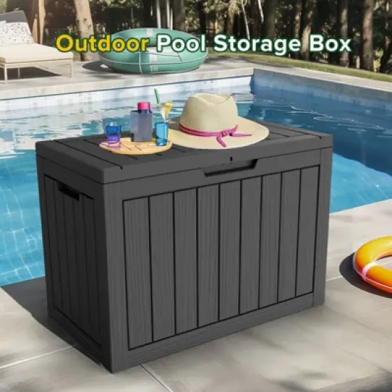45 Gallon Resin Deck Box, Lockable Waterproof Ourdoor Storage Container for Pool Accessories, Patio and Garden Tools image {2}