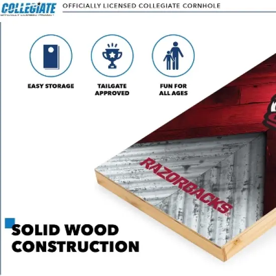 NCAA Arkansas Razorbacks 2'x4' Wood Cornhole Set image {2}