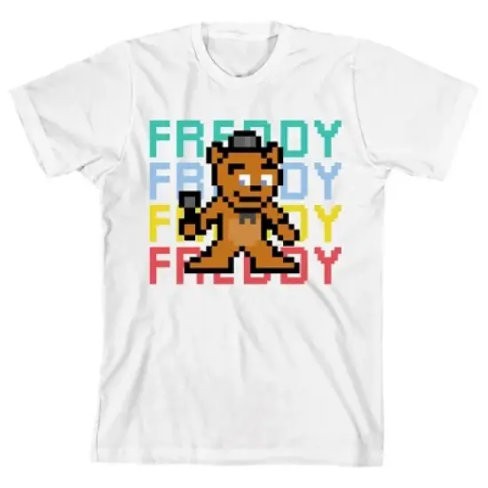 Five Nights at Freddy's Pixelated Freddy Bear Youth White Graphic Tee image {4}