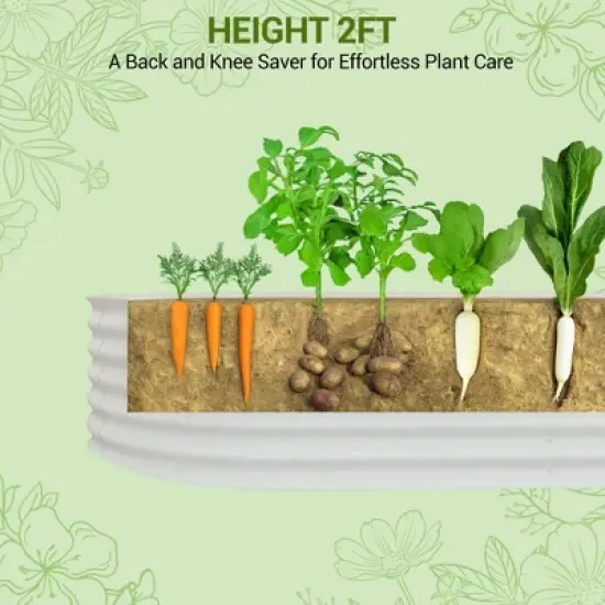 Galvanized Raised Garden Bed Outdoor, 24" Tall Metal Planter Box for Flowers Herbs Vegetables image {5}