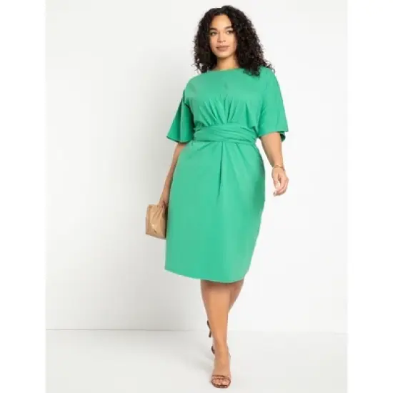 ELOQUII Women&rsquo;s Plus Size Cross Front Flutter Sleeve Dress image {4}