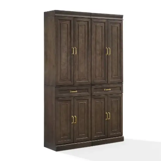 Crosley 78" Stanton 2pc Kitchen Storage Pantry Cabinet Set Coffee: Traditional Style, Wood Veneer, MDF image {11}