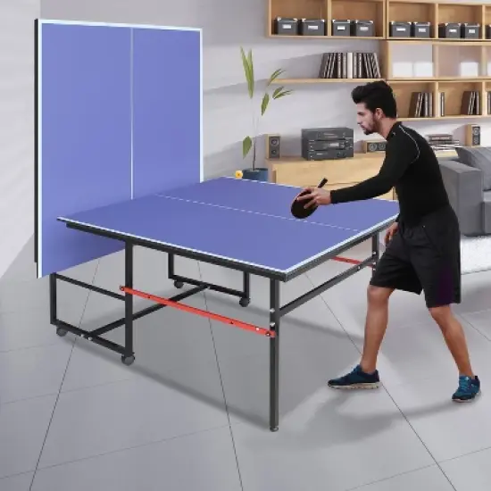 Portable Table Tennis Tables&ndash; Professional Outdoor Ping Pong Table Game, Foldable Ping Pong Game Set，with Net, 2 Paddles and 3 Balls, Playback Mode image {2}