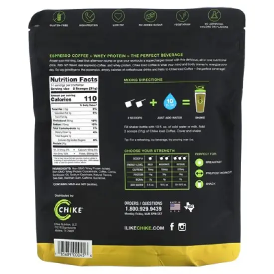 Chike Chocolate Caramel High Protein Iced Coffee, 20 G Protein, 2 Shots Espresso, 1 G Sugar, Keto Friendly and Gluten Free, 14 Servings (14.8 Ounce) image {1}