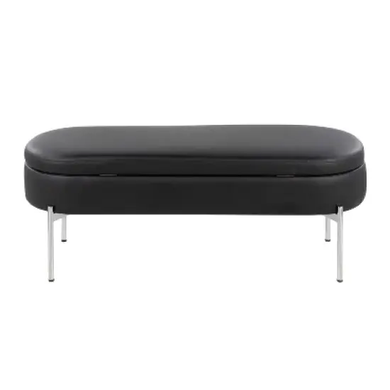 48" Chloe PU Leather/Metal Storage Bench Chrome/Black - LumiSource image {4}