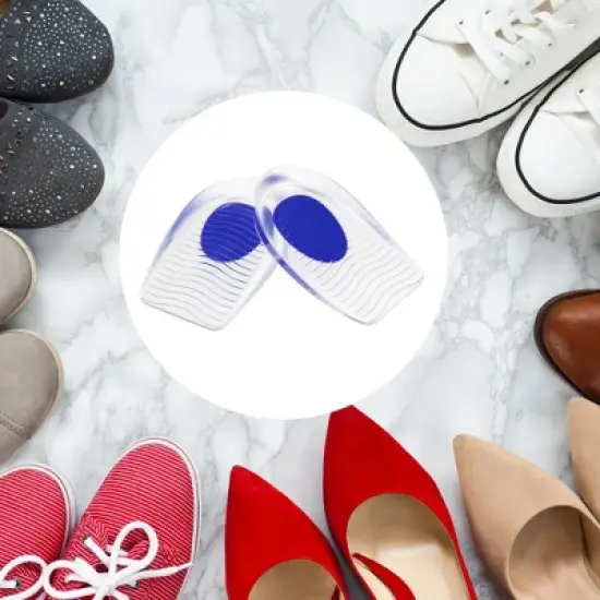 Unique Bargains Silicone Heel Support Cup Pads Orthotic Insole Plantar Care Heel Pads 4Pcs Ripple Pattern Red image {2}