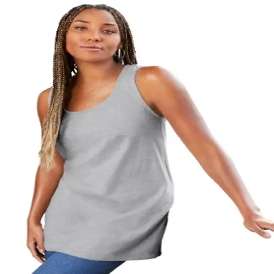 June + Vie by Roaman's Women&rsquo;s Plus Size Scoopneck One + Only Tunic Tank image {3}