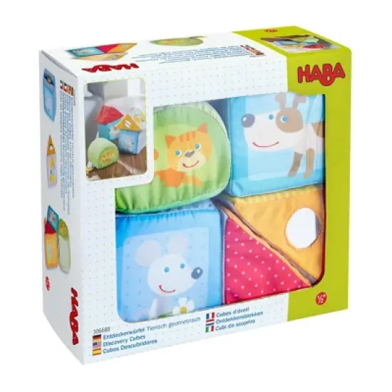HABA Animal Discovery Cubes - 5 Soft Baby Blocks in Geometric Shapes image {6}