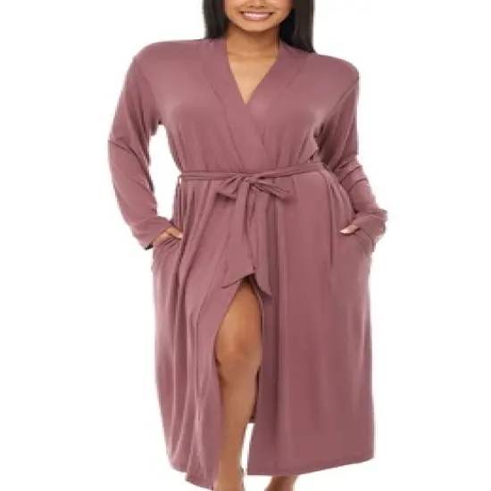 Women's Classic Soft Knit Long Lounge Robe with Pockets image {16}