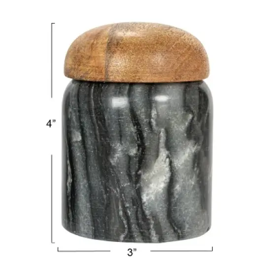 Storied Home Modern Marble Canister with Wood Lid image {2}