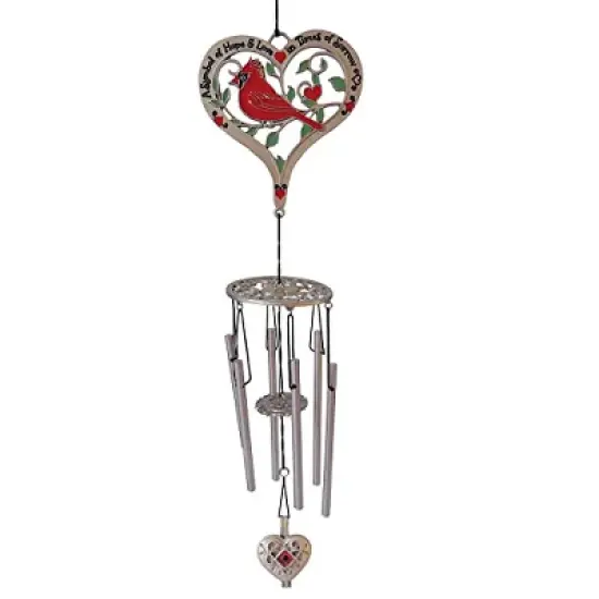 The Lakeside Collection Memorial Cardinal Wind Chime W/Heart Ash Locket image {3}